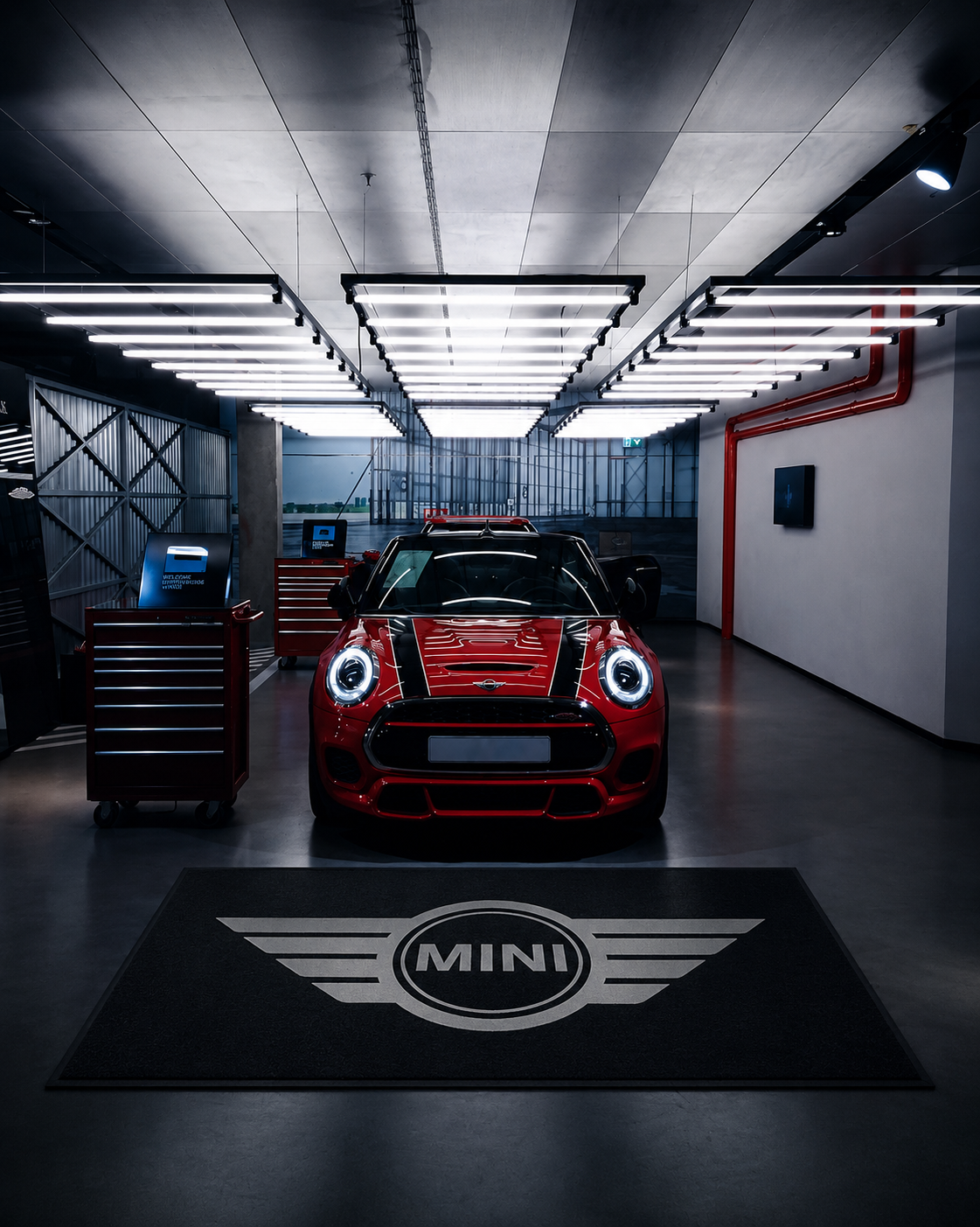 Mini Cooper / John Cooper Garage Floor Mat 5x7 FT (60x87 Inches) Showroom Rug