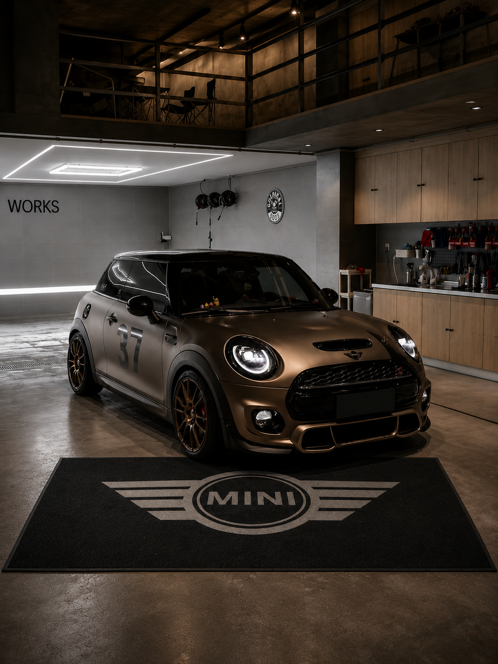 Mini Cooper / John Cooper Garage Floor Mat 5x7 FT (60x87 Inches) Showroom Rug