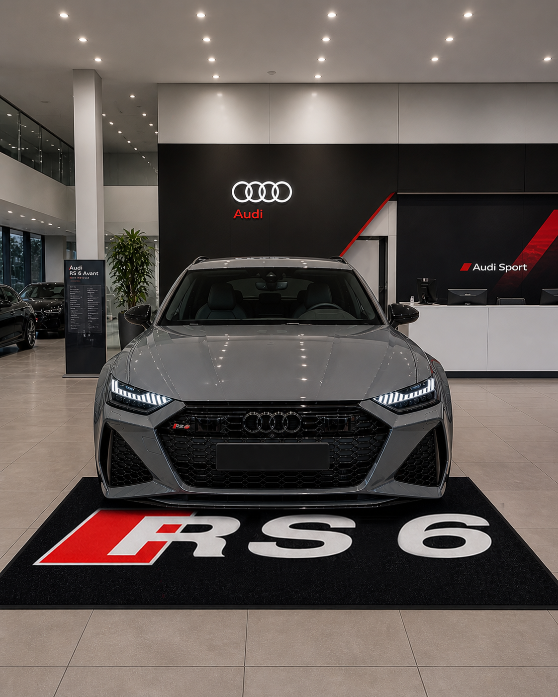 Audi RS6 Garage Floor Mat 5x7 FT (60x87 Inches) Showroom Rug