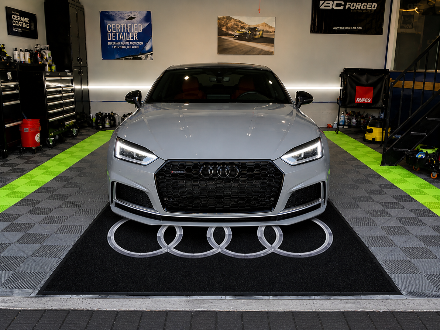 Audi Garage Floor Mat 5x7 FT (60x87 Inches) Showroom Rug