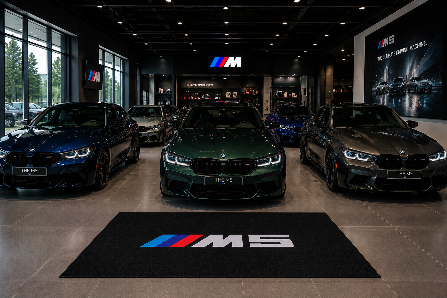 BMW M5 Garage Floor Mat 5x7 FT (60x87 Inches) Showroom Rug