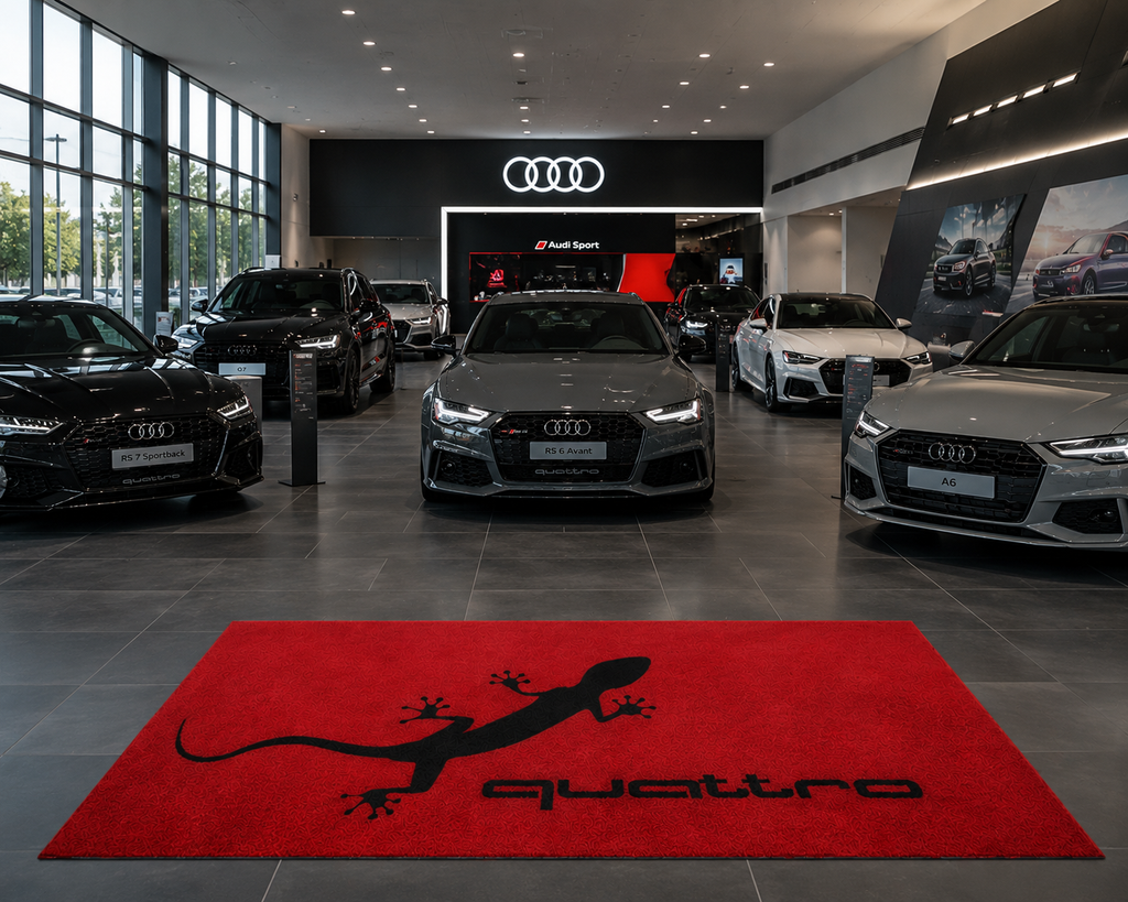 Audi Quattro Garage Floor Mat 5x7 FT (60x87 Inches) Showroom Rug