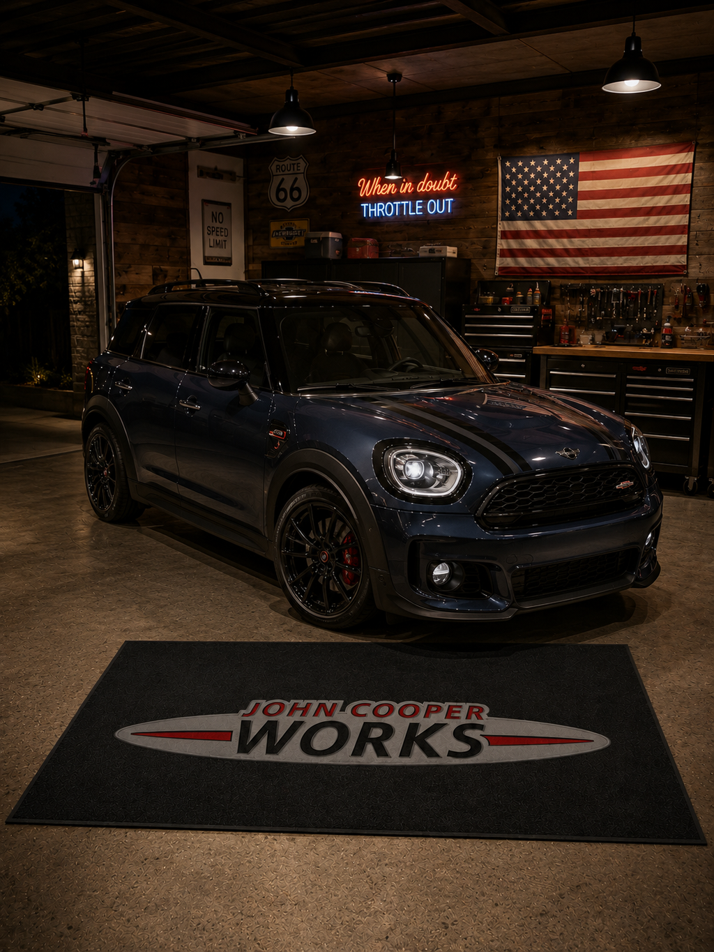 Mini Cooper / John Cooper Garage Floor Mat 5x7 FT (60x87 Inches) Showroom Rug