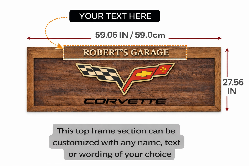 Hand-Carved Corvette Wooden Wall Art – Luxury Garage & Showroom Decor