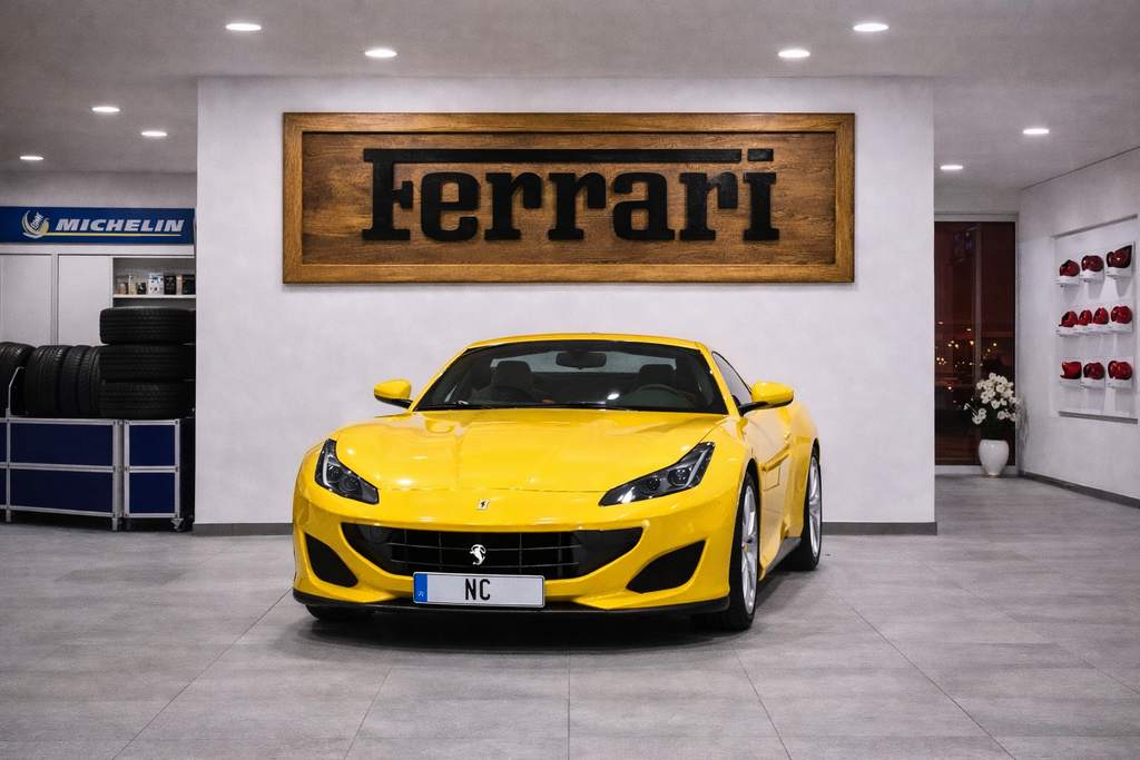 Hand-Carved Ferrari Wooden Wall Art – Luxury Garage & Showroom Decor