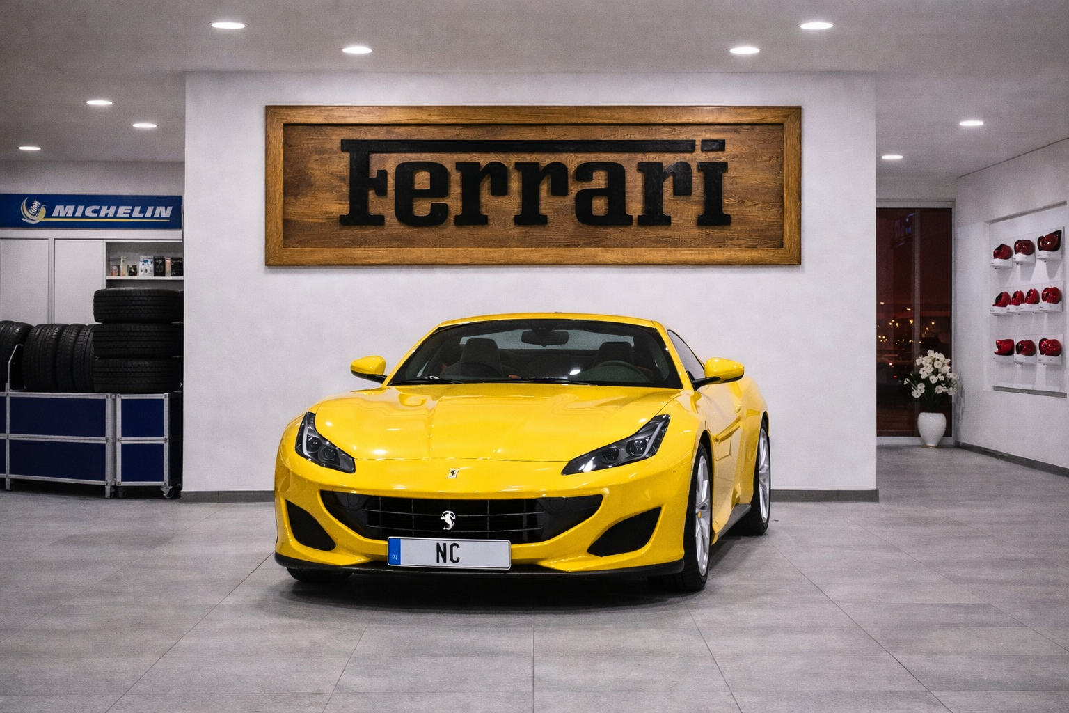 Hand-Carved Ferrari Wooden Wall Art – Luxury Garage & Showroom Decor
