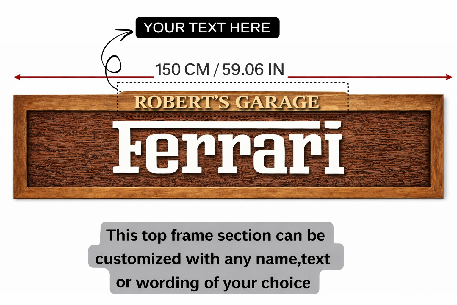 Hand-Carved Ferrari Wooden Wall Art – Luxury Garage & Showroom Decor