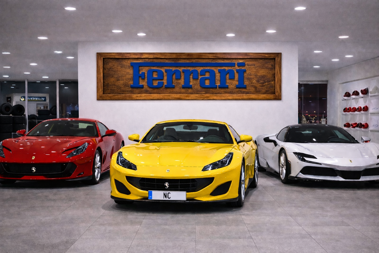 Hand-Carved Ferrari Wooden Wall Art – Luxury Garage & Showroom Decor