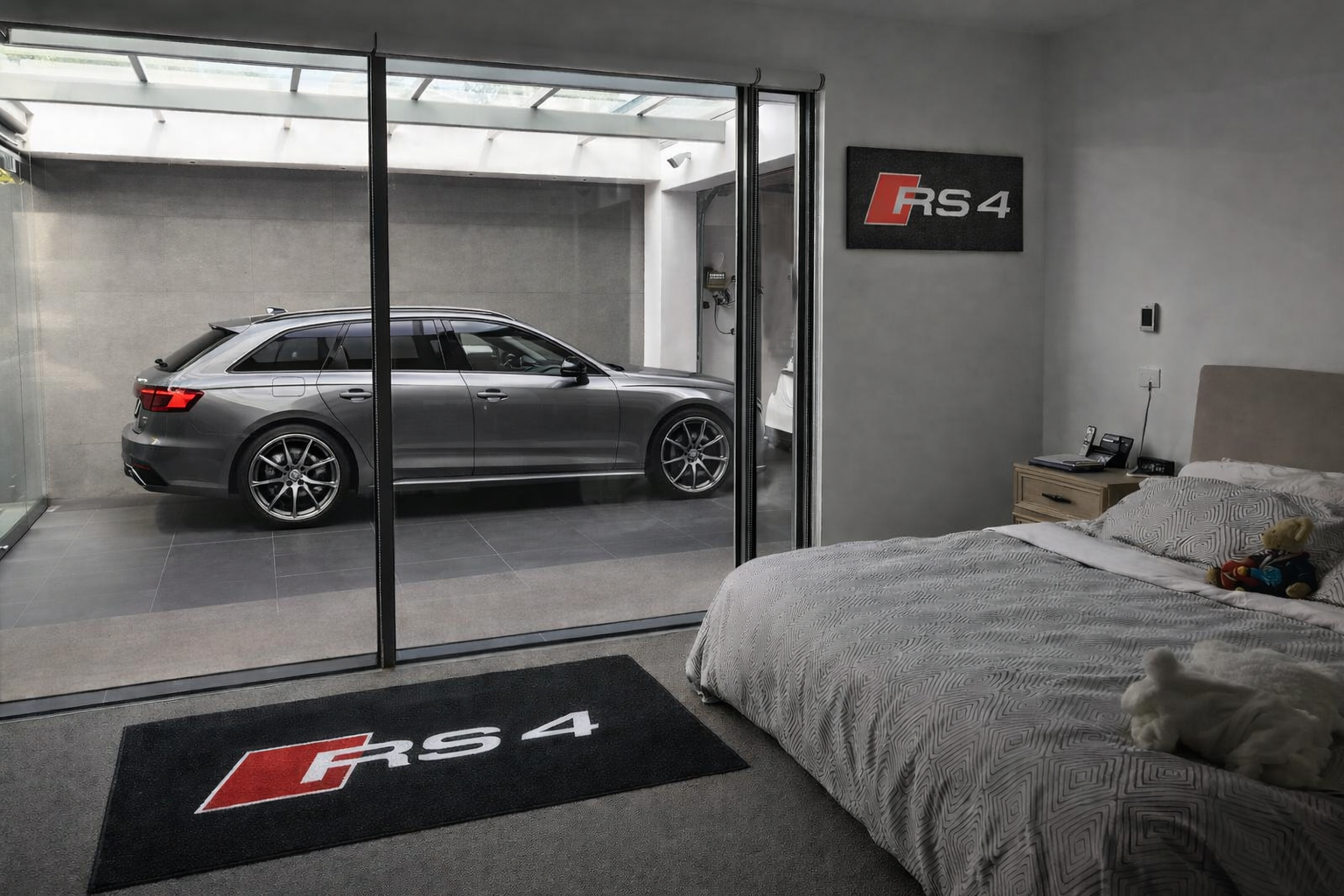 Audi RS4 Garage Floor Mat 5x7 FT (60x87 Inches) Showroom Rug