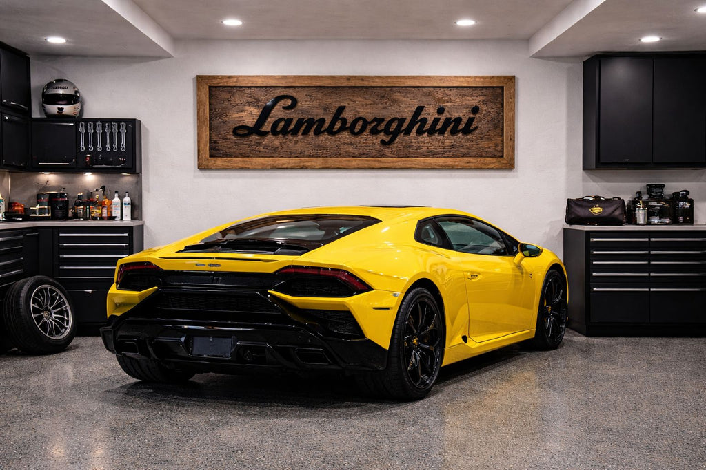 Hand-Carved Lamborghini Wooden Wall Art – Luxury Garage & Showroom Decor