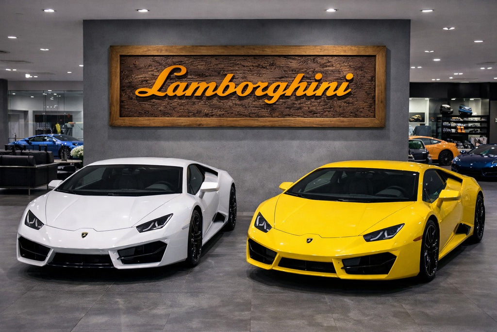 Hand-Carved Lamborghini Wooden Wall Art – Luxury Garage & Showroom Decor