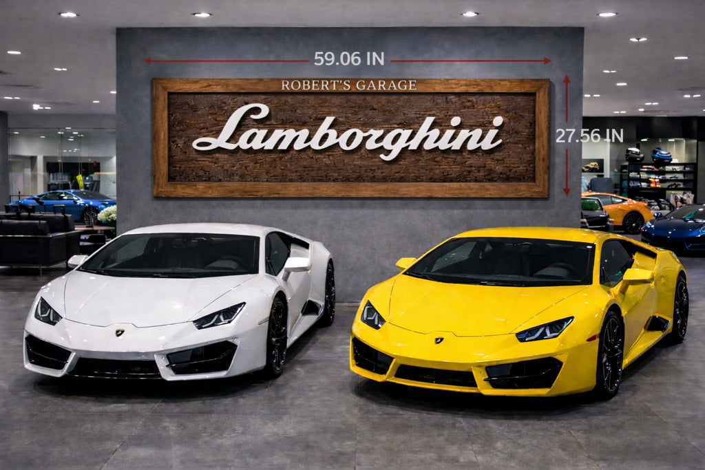 Hand-Carved Lamborghini Wooden Wall Art – Luxury Garage & Showroom Decor