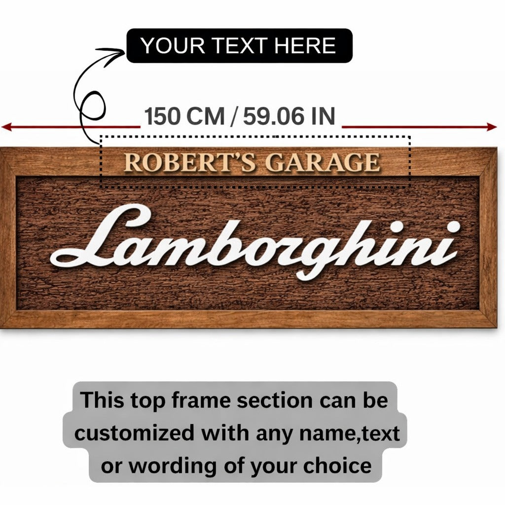 Hand-Carved Lamborghini Wooden Wall Art – Luxury Garage & Showroom Decor