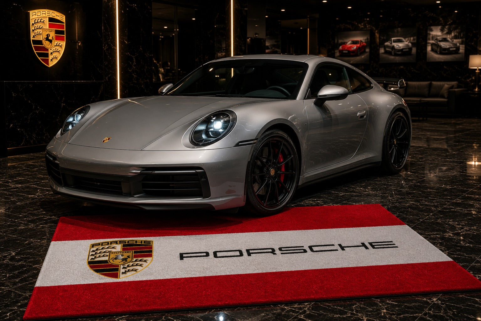 Porsche Garage Floor Mat - With Color Option 5x7 FT (60x87 Inches) Showroom Rug