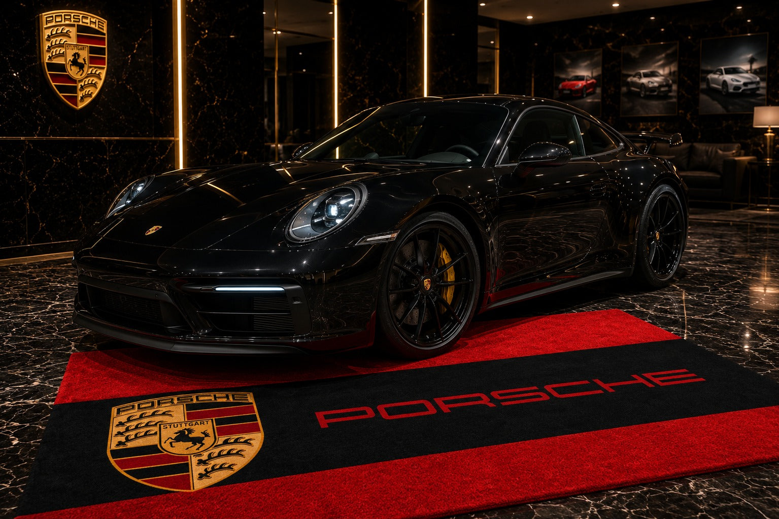 Porsche Garage Floor Mat - With Color Option 5x7 FT (60x87 Inches) Showroom Rug