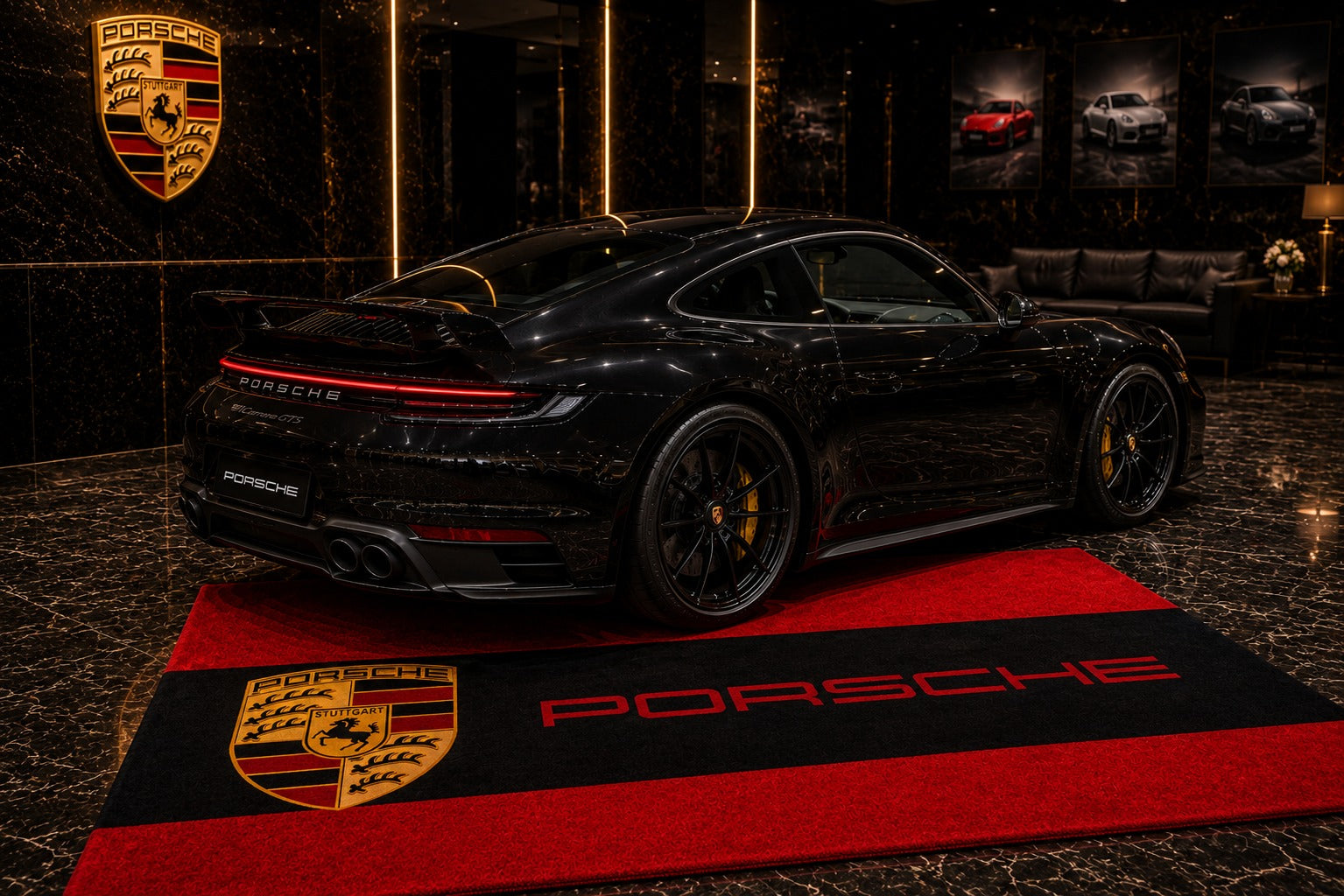 Porsche Garage Floor Mat - With Color Option 5x7 FT (60x87 Inches) Showroom Rug