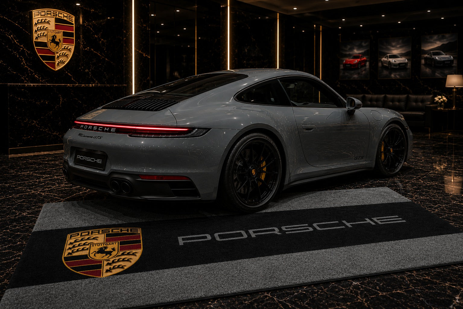 Porsche Garage Floor Mat - With Color Option 5x7 FT (60x87 Inches) Showroom Rug