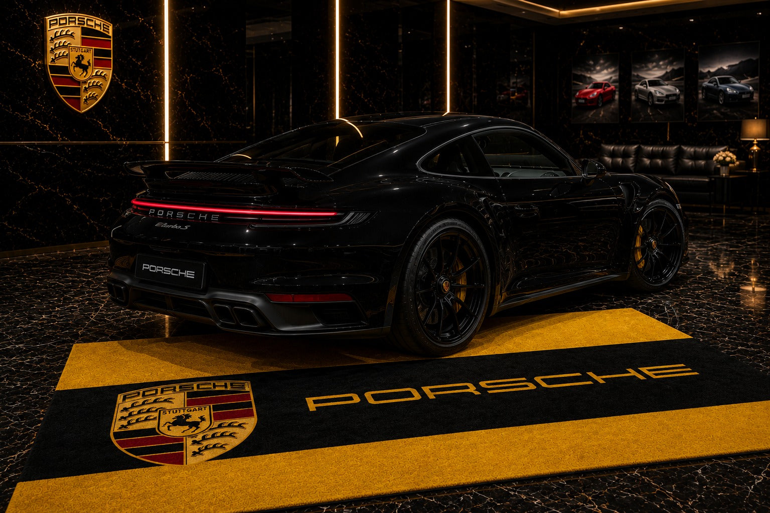 Porsche Garage Floor Mat - With Color Option 5x7 FT (60x87 Inches) Showroom Rug