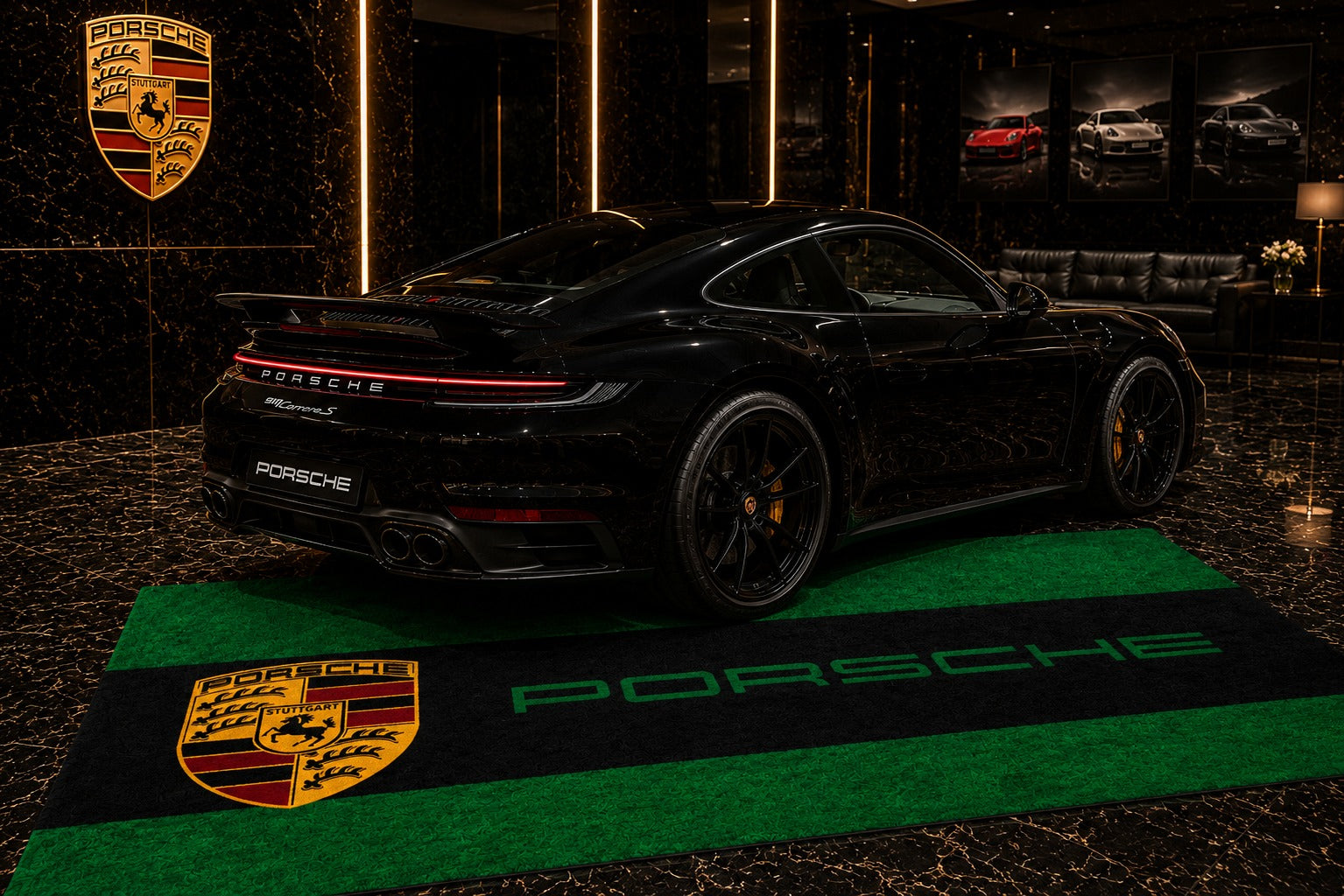 Porsche Garage Floor Mat - With Color Option 5x7 FT (60x87 Inches) Showroom Rug