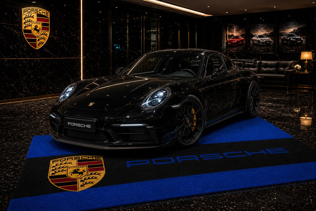 Porsche Garage Floor Mat - With Color Option 5x7 FT (60x87 Inches) Showroom Rug
