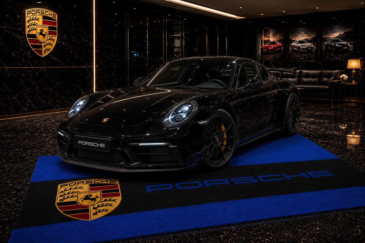 Porsche Garage Floor Mat - With Color Option 5x7 FT (60x87 Inches) Showroom Rug