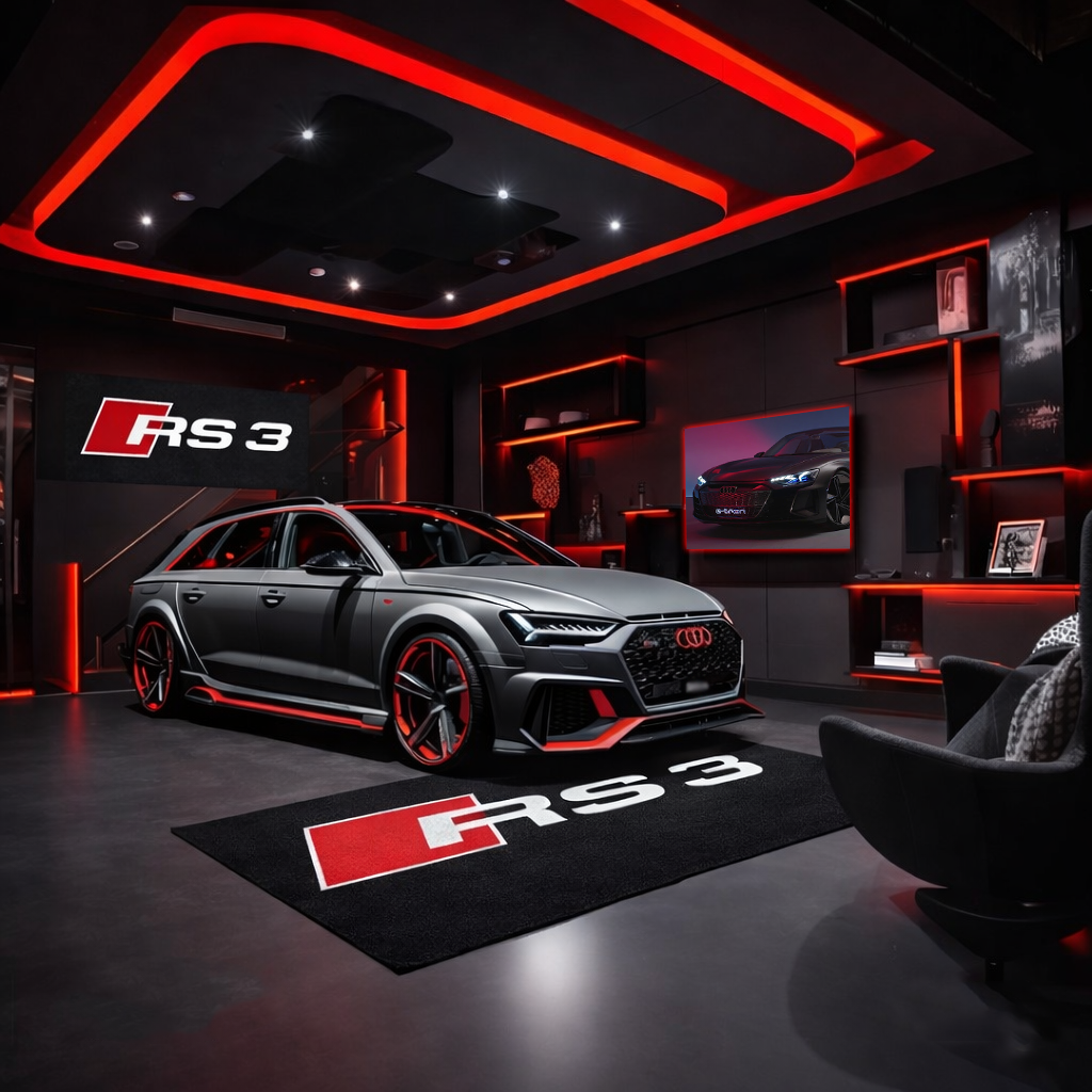 Audi RS3 Garage Floor Mat 5x7 FT (60x87 Inches) Showroom Rug